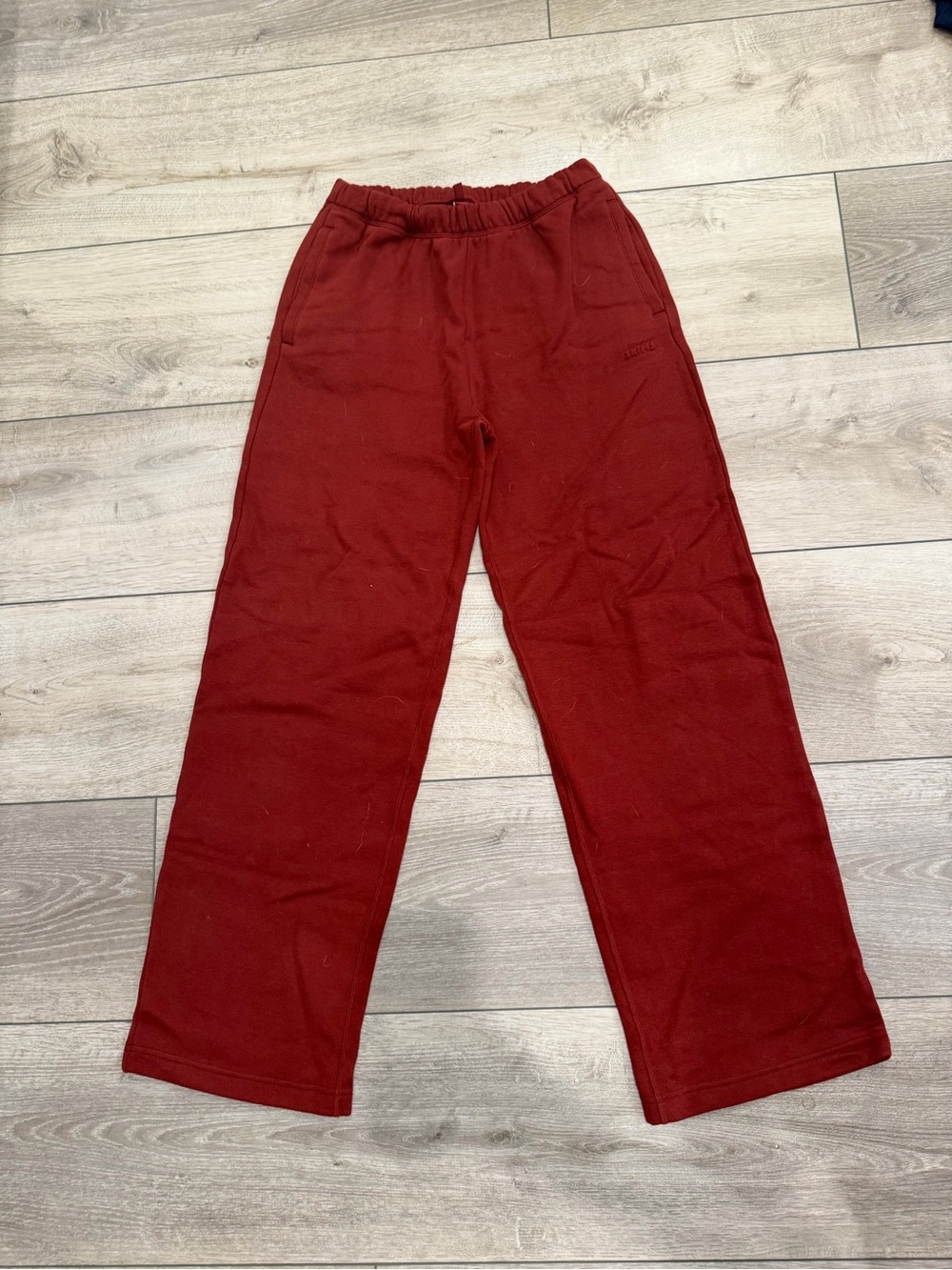 SKIMS Wide-Leg Lounge Pants in Deep Red